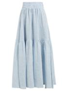 Matchesfashion.com Mara Hoffman - Carmen Striped Hemp Maxi Skirt - Womens - Blue White