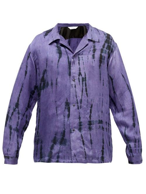 Matchesfashion.com Sasquatchfabrix - Tie Dye-print Satin Shirt - Mens - Black Purple
