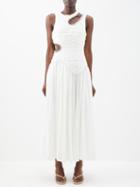 Aje - Jolie Asymmetric Cutout Linen-blend Dress - Womens - Ivory