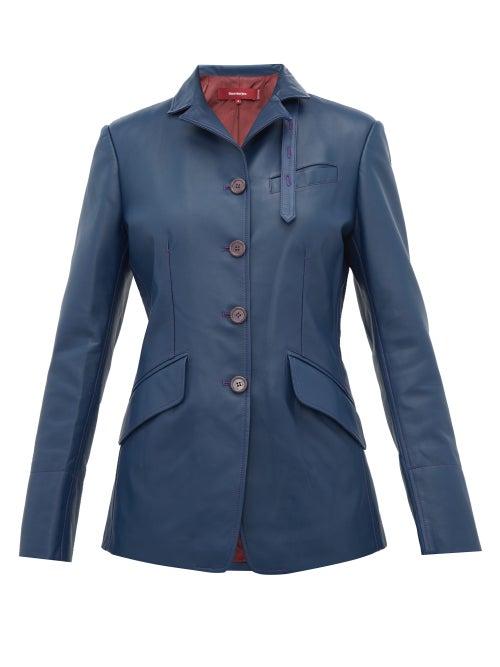 Matchesfashion.com Sies Marjan - Bryce Single Breasted Leather Jacket - Womens - Navy