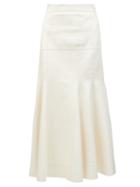 Matchesfashion.com Loewe - Dropped-waist Godet-insert Leather Skirt - Womens - White
