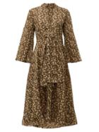 Matchesfashion.com Dodo Bar Or - Charlotte V Neck Floral Print Midi Dress - Womens - Green Print