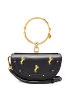 Chloé Nile Horse-embroidered Miniaudiere Leather Clutch