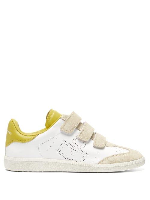 Matchesfashion.com Isabel Marant - Beth Contrast Panel Suede And Leather Trainers - Womens - Yellow White