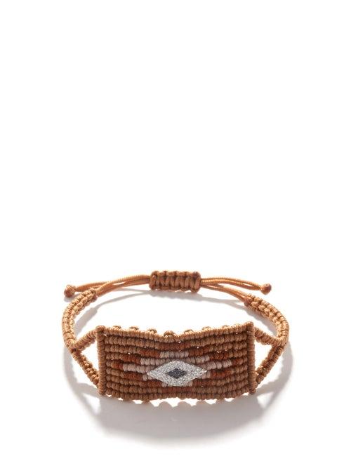 Diane Kordas - Evil Eye Diamond, Sapphire & Gold Woven Bracelet - Womens - Brown