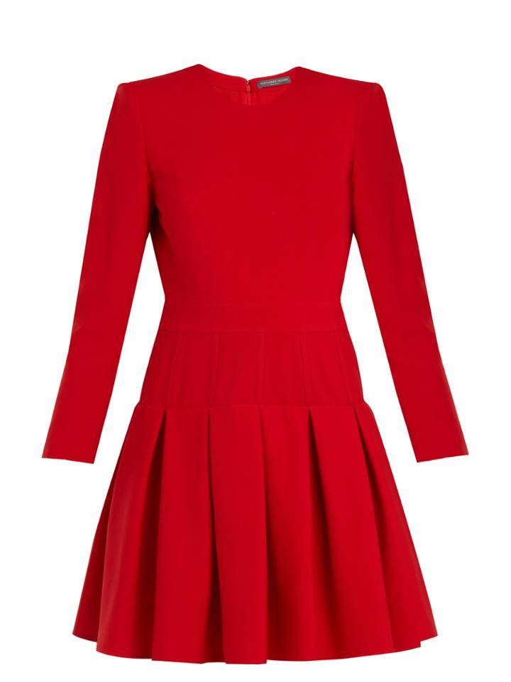 Alexander Mcqueen Padded-shoulder Wool And Silk-blend Dress