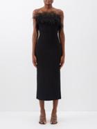 Staud - Nellie Feather-trim Off-the-shoulder Knit Dress - Womens - Black