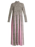 Valentino High-neck Graphic-wave Print Dress