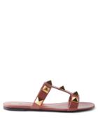 Valentino Garavani - Roman Stud Leather Sandals - Womens - Tan