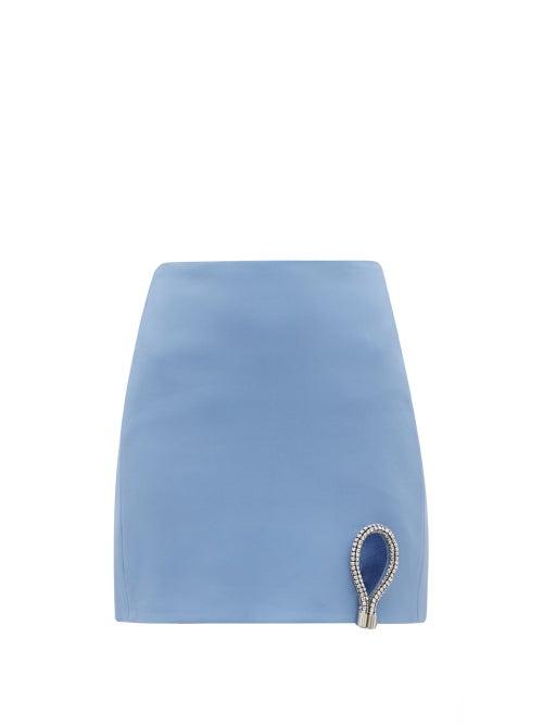 David Koma - Crystal-embellished Keyhole Crepe Mini Skirt - Womens - Blue