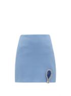 David Koma - Crystal-embellished Keyhole Crepe Mini Skirt - Womens - Blue