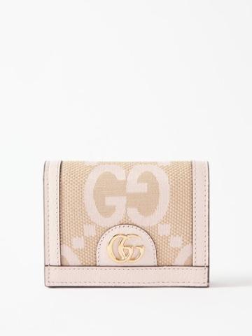 Gucci - Ophidia Gg-logo Faux-raffia Cardholder - Womens - Light Pink