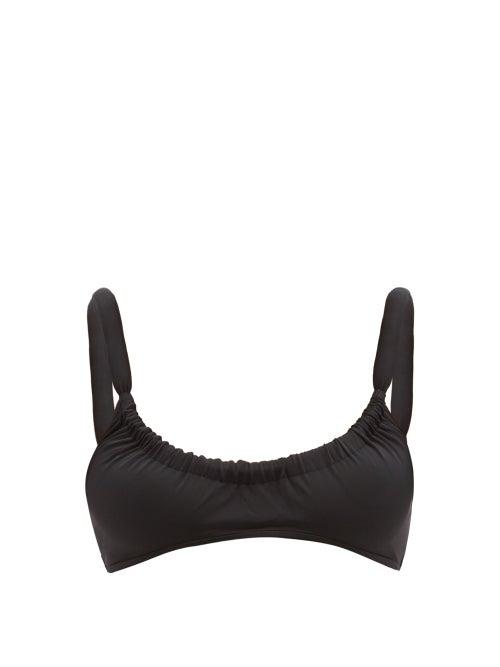 Ladies Beachwear Isa Boulder - Bowes Drawstring Recycled-fibre Bikini Top - Womens - Black