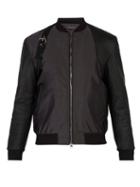 Matchesfashion.com Alexander Mcqueen - Harness Leather Trimmed Bomber Jacket - Mens - Black