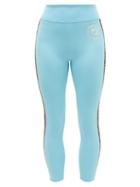 Matchesfashion.com Fendi - Ff-logo Stripe Athletic Leggings - Womens - Light Blue