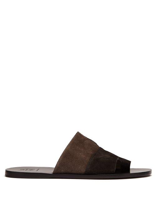 Matchesfashion.com O'keeffe - Bi Colour Suede Sandals - Mens - Grey Multi