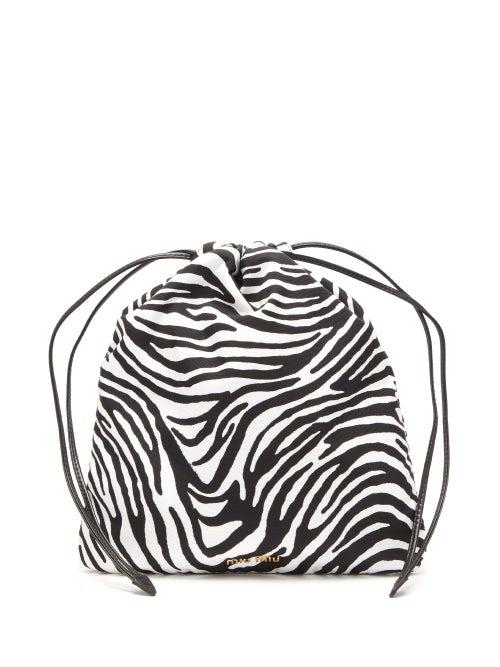 Matchesfashion.com Miu Miu - Zebra Print Drawstring Wash Bag - Womens - Black Multi
