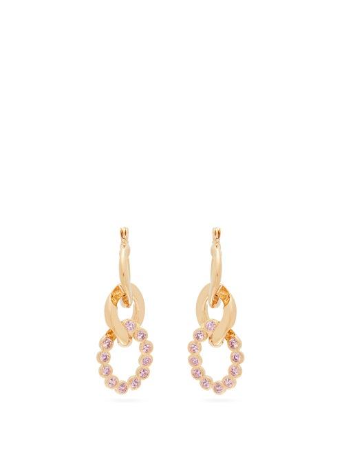 Matchesfashion.com Hillier Bartley - Crystal Curb Link Earrings - Womens - Pink