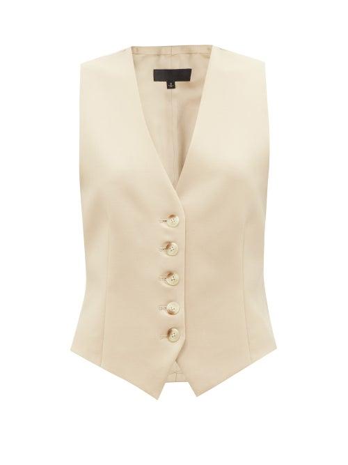 Nili Lotan - Carlo Tailored Wool-gabardine Waistcoat - Womens - Tan