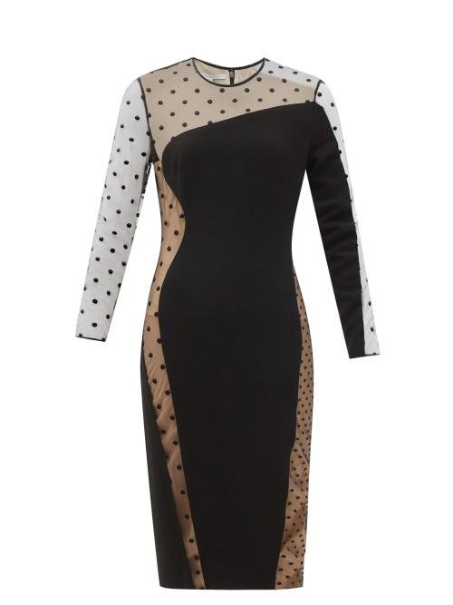 Matchesfashion.com Stella Mccartney - Arielle Cady And Polka-dot-flocked Tulle Dress - Womens - Black