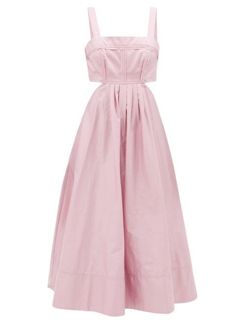 Aje - Frequency Cutout Cotton Midi Dress - Womens - Light Pink
