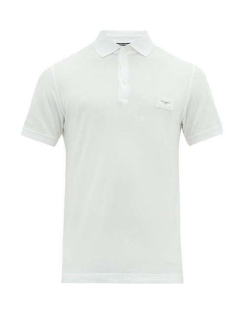 Matchesfashion.com Dolce & Gabbana - Logo Patch Cotton Piqu Polo Shirt - Mens - White