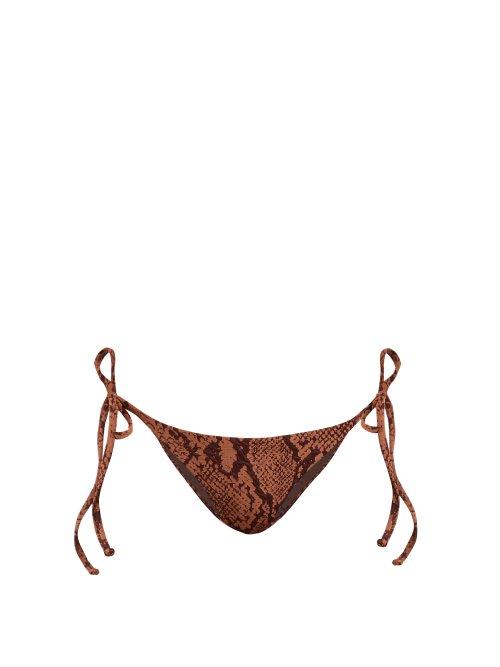 Matchesfashion.com Mara Hoffman - Lei Snakeskin Effect Jacquard Bikini Briefs - Womens - Brown
