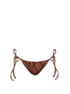Matchesfashion.com Mara Hoffman - Lei Snakeskin Effect Jacquard Bikini Briefs - Womens - Brown