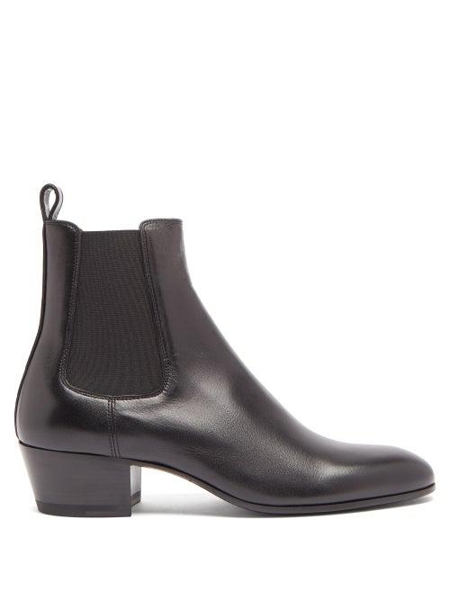 Matchesfashion.com Saint Laurent - Stacked-heel Leather Chelsea Boots - Mens - Black