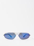 Balenciaga Eyewear - Stretch Mirrored Aviator Metal Sunglasses - Mens - Blue
