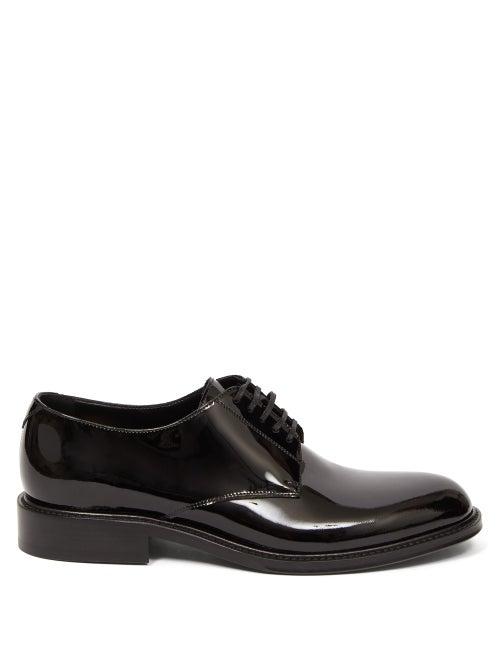 Matchesfashion.com Saint Laurent - Patent-leather Derby Shoes - Mens - Black