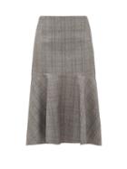 Matchesfashion.com Balenciaga - Prince Of Wales-check Wool Midi Skirt - Womens - Grey