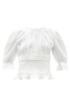 Matchesfashion.com Brock Collection - Soriana Ruched Linen Top - Womens - White