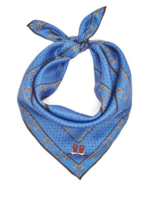 Matchesfashion.com Ganni - Paisley Print Silk Scarf - Womens - Blue