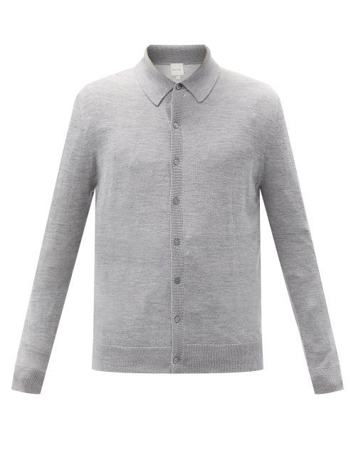 Matchesfashion.com Paul Smith - Artist-stripe Merino-wool Cardigan - Mens - Grey