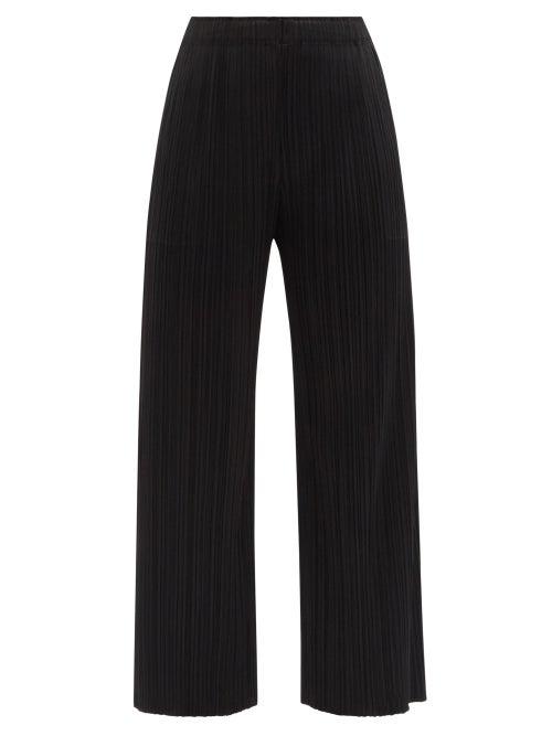 Ladies Rtw Pleats Please Issey Miyake - Cropped Technical-pleated Trousers - Womens - Black