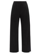 Ladies Rtw Pleats Please Issey Miyake - Cropped Technical-pleated Trousers - Womens - Black