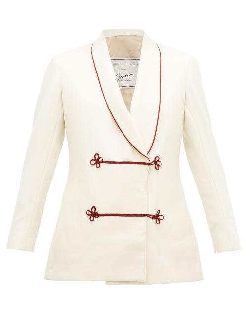 Matchesfashion.com Giuliva Heritage Collection - Claudia Frog Button Shawl Collar Wool Jacket - Womens - Ivory