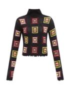Matchesfashion.com Colville - Space Age Crocheted-square High-neck Sweater - Womens - Black Multi