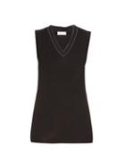 Brunello Cuccinelli Embellished V-neck Sleeveless T-shirt