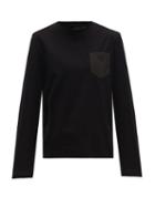 Matchesfashion.com Prada - Logo Embroidered Cotton Long Sleeve T Shirt - Mens - Black