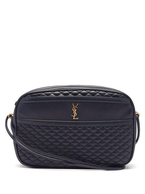 Matchesfashion.com Saint Laurent - Ysl-plaque Quilted-leather Cross-body Bag - Womens - Navy