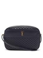 Matchesfashion.com Saint Laurent - Ysl-plaque Quilted-leather Cross-body Bag - Womens - Navy