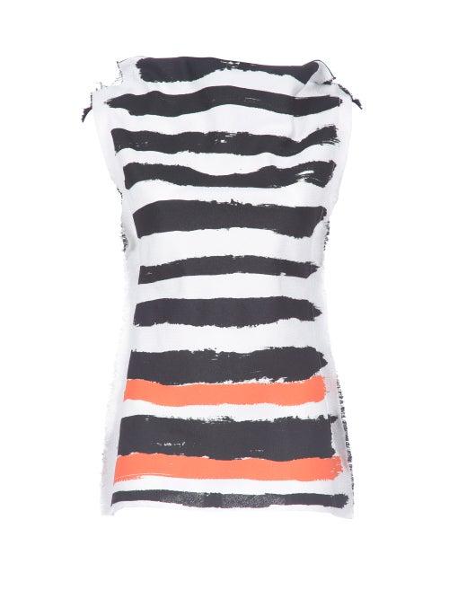 Matchesfashion.com Marni - Brushtstroke-stripe Twill Sleeveless Top - Womens - Black Stripe