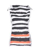 Matchesfashion.com Marni - Brushtstroke-stripe Twill Sleeveless Top - Womens - Black Stripe