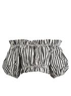 Dolce & Gabbana Off-the-shoulder Striped Cotton-blend Cropped Top