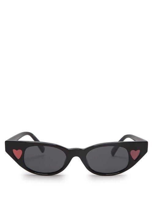 Matchesfashion.com Le Specs - X Adam Selman Heartbreaker Acetate Sunglasses - Womens - Black