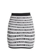 Matchesfashion.com Balmain - Logo Jacquard Knit Skirt - Womens - Black White