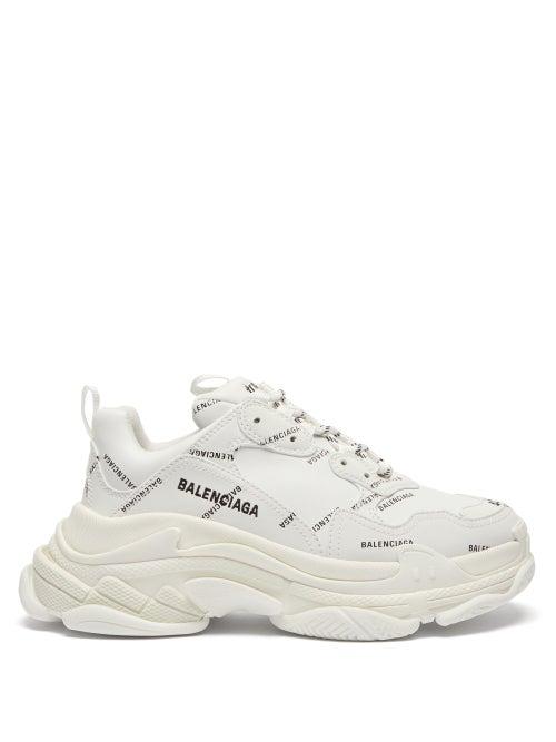 Matchesfashion.com Balenciaga - Triple S Logo-print Leather Trainers - Womens - White