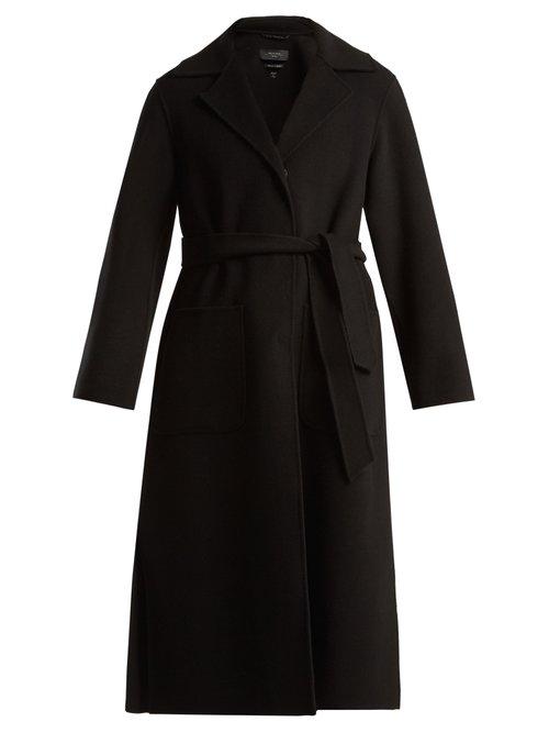 Matchesfashion.com Weekend Max Mara - Belted Wool Coat - Womens - Black